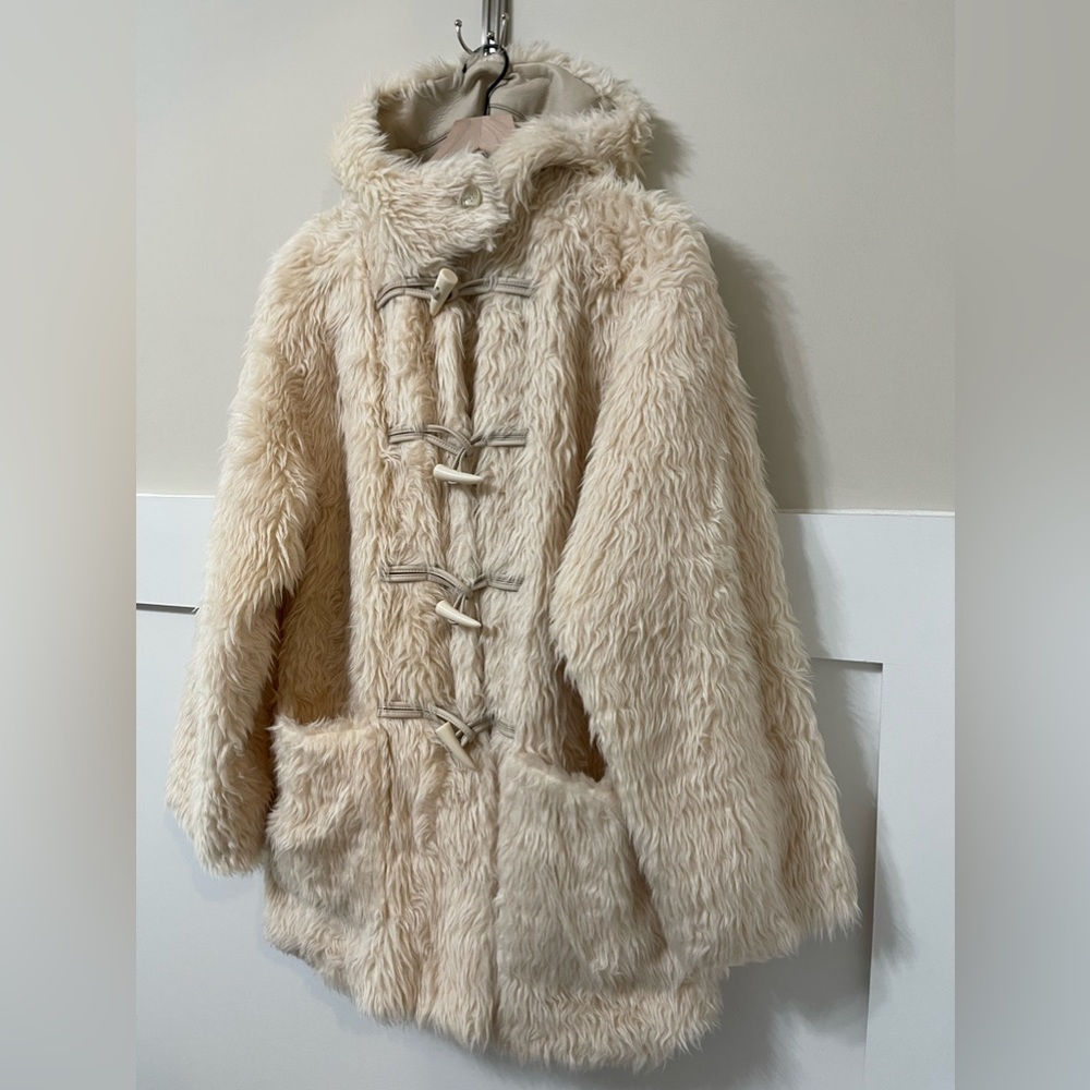A.L.C. Winston Faux Fur Wool-Blend Shearing Hooded Toggle Coat Size XL - Picture 6 of 14
